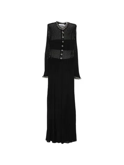 Self-portrait Embellished Open-knit Maxi Dress In Black
