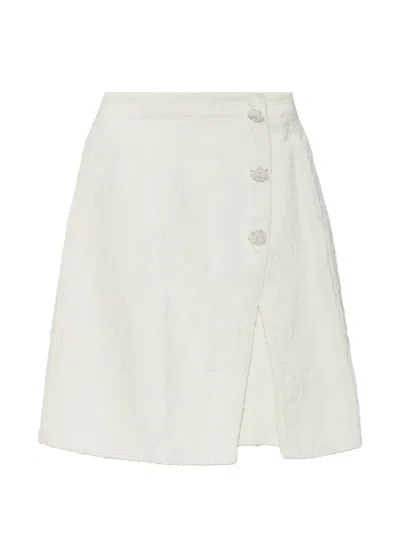 Self-portrait Embellished Slit Mini Skirt In White
