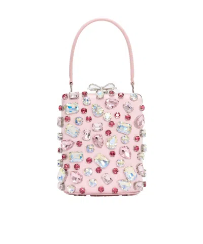 Self-portrait Embellished Top Handle Clutch Bag In Pink
