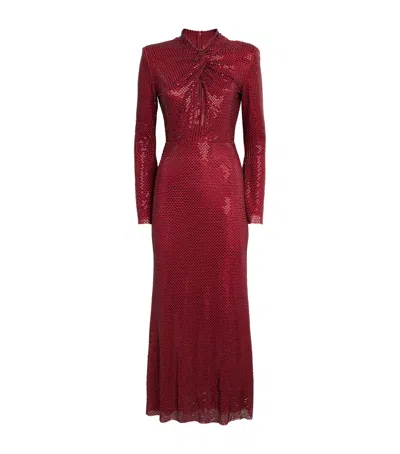 Self-portrait Embellished Twist Maxi Dress In Burgundy