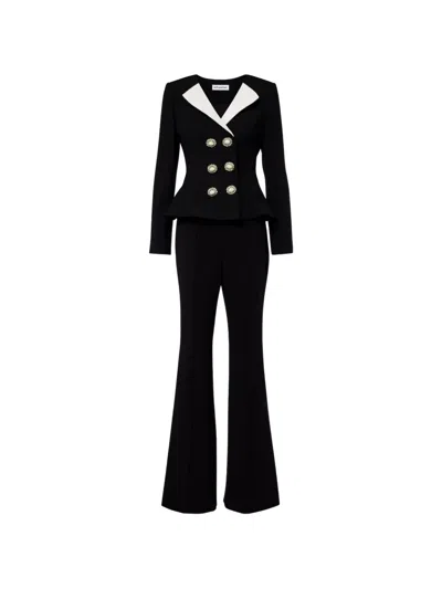 Self-portrait Embellished-button Peplum Jumpsuit In Multi