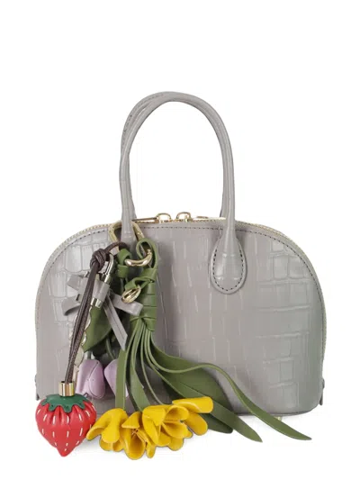 Self-portrait Embossed Leather Grey Mini Bag In Gray