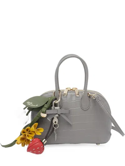 Self-portrait Crocodile-embossed Leather Mini Bag In Gray