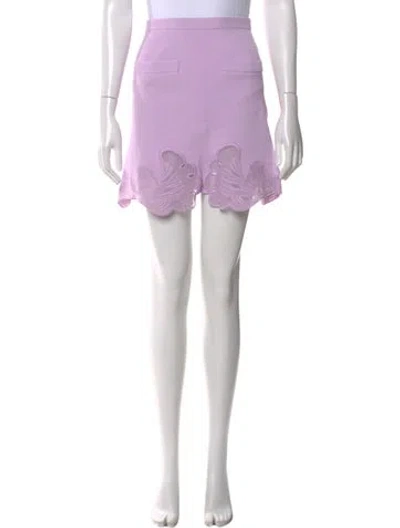 Pre-owned Self-portrait Embroidered Accent Mini Skirt In Purple