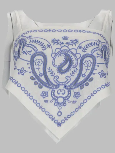 Self-portrait Embroidered Linen Blouse In White