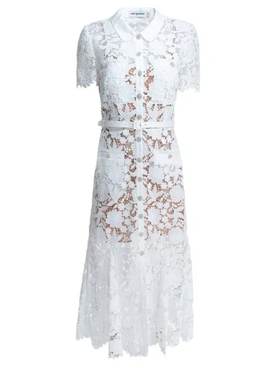 Self-portrait Embroidered Midi Dress Dresses White