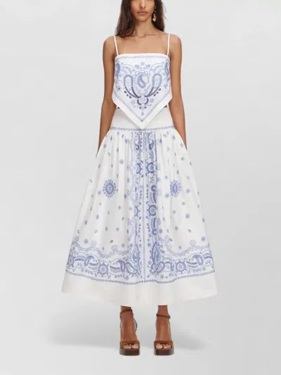 Self-portrait Embroidered Midi Skirt And Matching Top In White