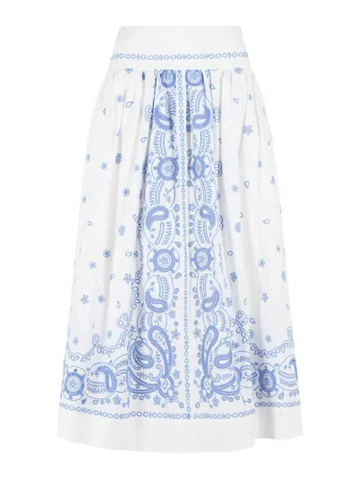 Self-portrait Tiered Embroidered Cotton-poplin Midi Skirt In White
