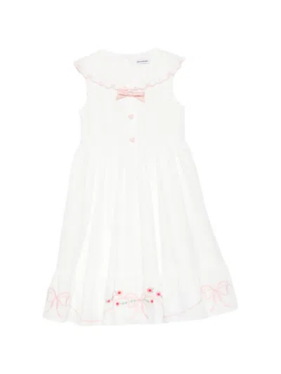 Self-portrait Kids' Embroidered Sleeevess Dress In White