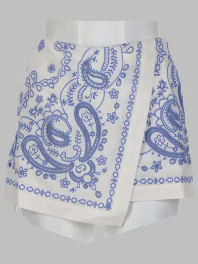 Self-portrait Embroidered Wrap Mini Skirt In White