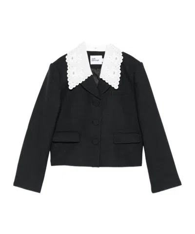 SELF-PORTRAIT EMBROIDERED-COLLAR JACKET