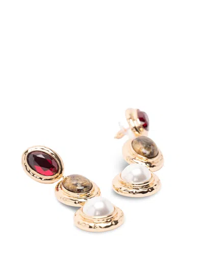 Self-portrait Enamel Gold Tiered Earrings