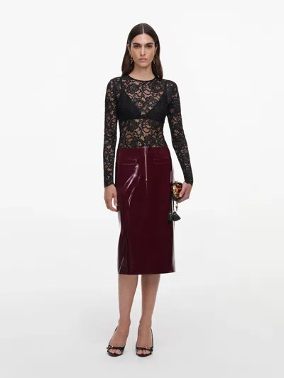 Self-portrait Exposed Front Zip Mini Skirt With Functional Pockets In Brown