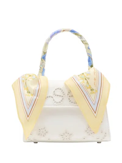 Self-portrait Eyelet-embroidered Linen-cotton Tote Bag In Cream