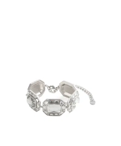 Self-portrait Faceted Crystal Link Bracelet In Silver
