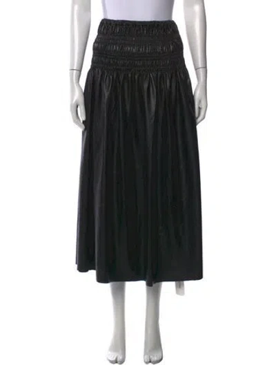 Pre-owned Self-portrait Faux Leather Midi Length Skirt In Black