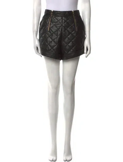 Pre-owned Self-portrait Faux Leather Mini Shorts In Black