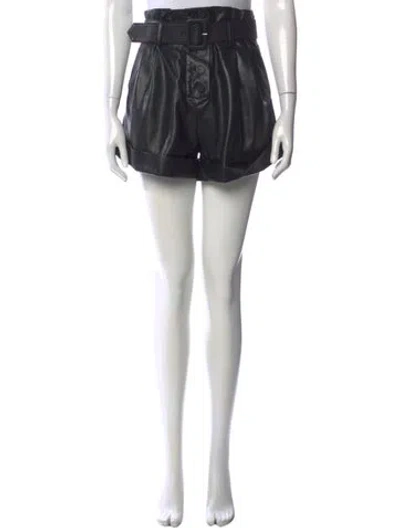 Pre-owned Self-portrait Faux Leather Mini Shorts In Black