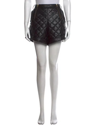 Pre-owned Self-portrait Faux Leather Mini Shorts In Black