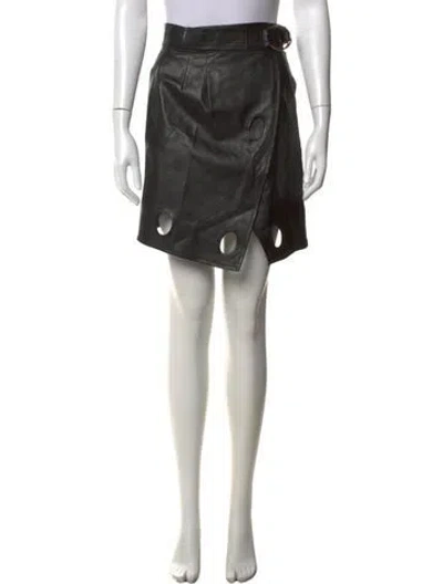 Pre-owned Self-portrait Faux Leather Mini Skirt In Black