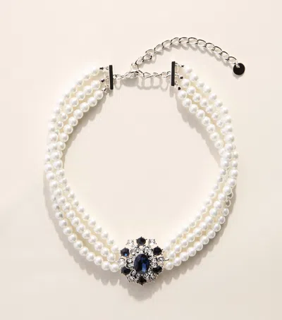 Self-portrait Faux Pearl And Crystal-embellished Choker Necklace In White