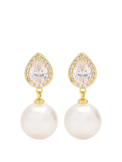Self-portrait Faux Pearl Embellished Earrings In White