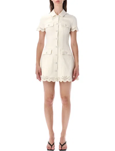 Self-portrait Feminine Fitted Mini Dress With Utility Pockets - Size 8 In White