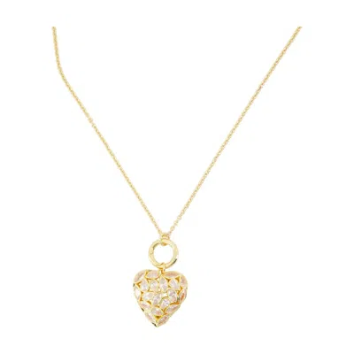 Self-portrait Filigree Heart Pendant Necklace In Gold