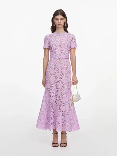 Self-portrait Fitted Mini Dress With Removable Lining And Belt In Lilla