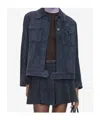 Self-portrait Flap-pocket Suede Jacket In Blue