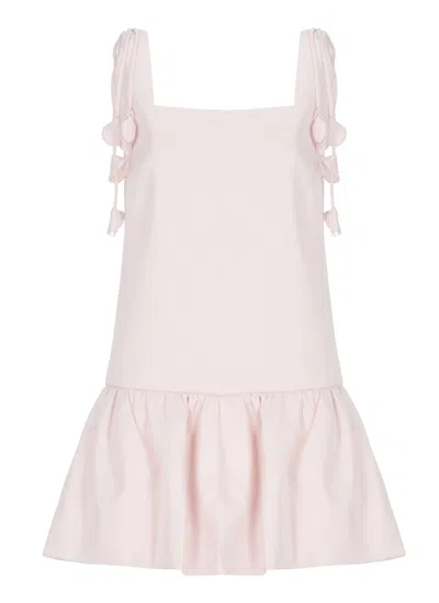 Self-portrait Flared Mini Dress With Squared Neckline And Floral Accents In Transparent