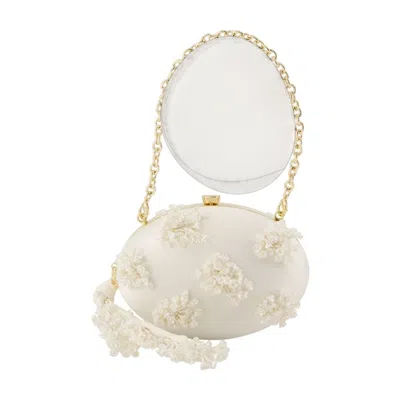 Self-portrait Floral Beaded Clutch In White