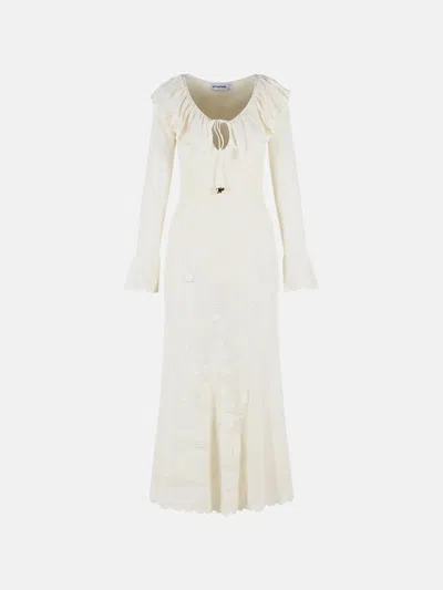 Self-portrait 'floral Crochet' Midi Dress In White Viscose Blend