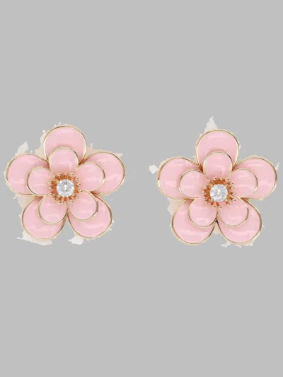 Self-portrait Floral Crystal-accent Stud Earrings In Yellow
