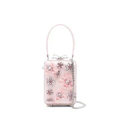 Self-portrait Floral Embellished Top Handle Tote Bag In Pink