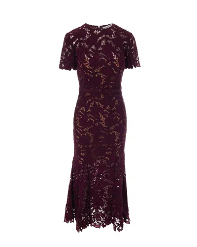 Self-portrait Floral Lace Belted Maxi Dress In Brown
