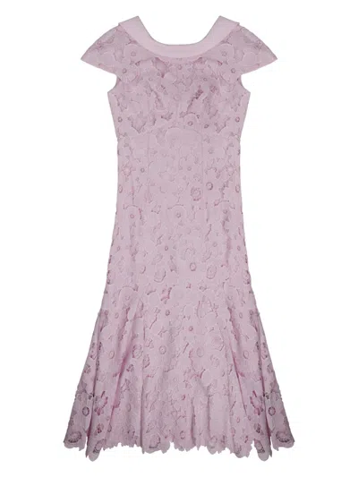 Self-portrait Floral Lace Fit-and-flare Dress In Pink