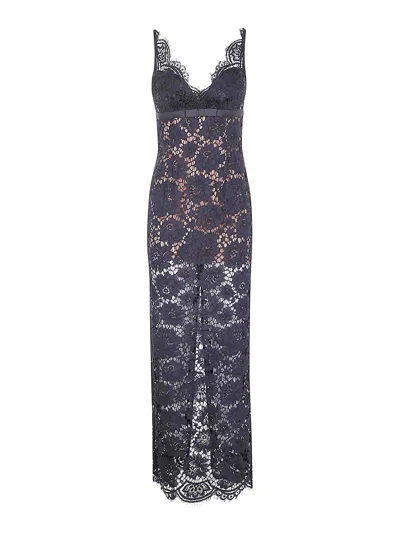 Self-portrait Floral Lace Maxi Dress In Black