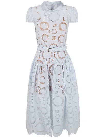SELF-PORTRAIT SELF-PORTRAIT FLORAL LACE  MIDI DRESS