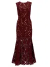 Self-portrait Fitted Guipure Lace Midi Dress With Removable Belt In Brown
