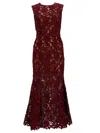 Self-portrait Fitted Guipure Lace Midi Dress With Removable Belt In Brown