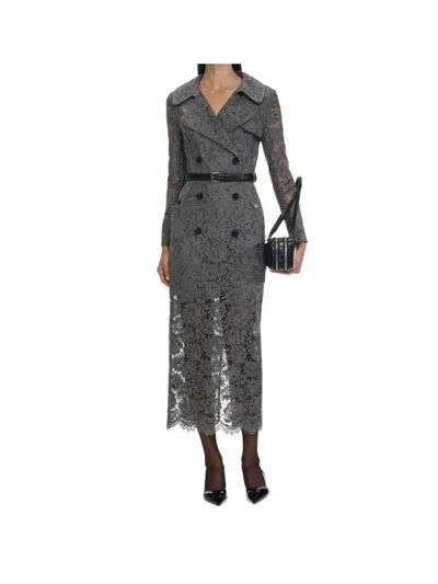 Self-portrait Floral Lace Midi Dress In Grey In Black