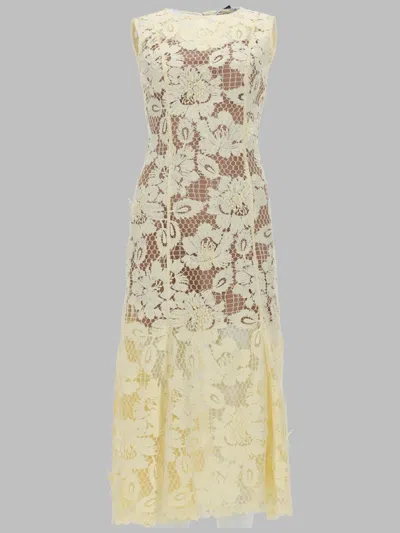Self-portrait Floral Lace Midi Dress In Yellow