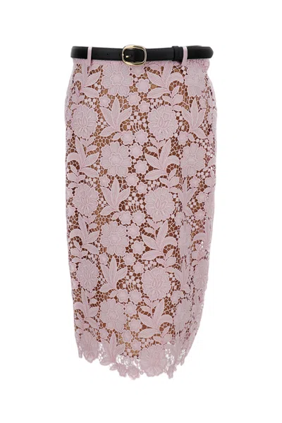 Self-portrait Floral Lace Midi Skirt In Pink