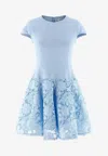 Self-portrait Womens Self Portrait Cap-sleeve Crepe And Lace Mini Dress In Blue