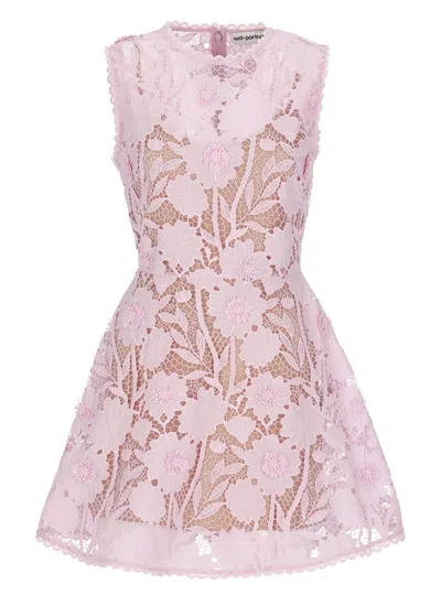Self-portrait Floral Lace Mini Dress With Petticoat And Rear Zipper In Multi