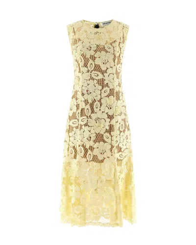 Self-portrait Floral Lace Sleeveless Midi Dress In Yellow