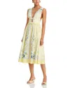 Self-portrait Floral Pleated Sleeveless Dress Knee Length In Yellow