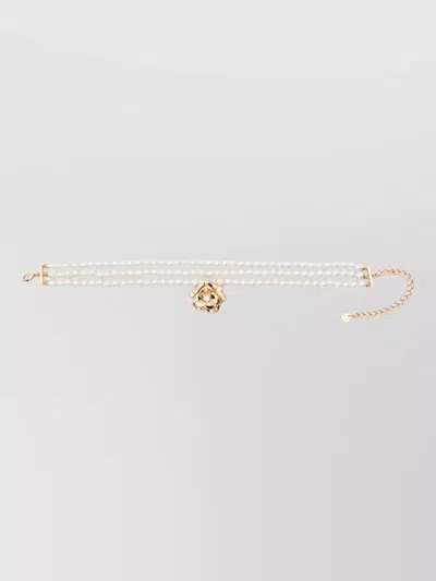 Self-portrait Floral Pearl Choker Necklace Chain Detail