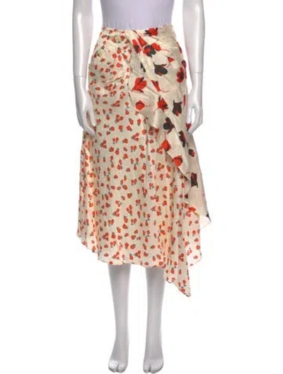 Pre-owned Self-portrait Floral Print Knee-length Skirt In Neutral